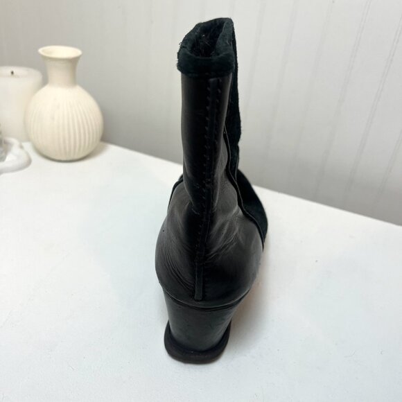 Marc Jacobs Black Suede and Leather Boots Booties Wedge Platform Black - Picture 6 of 12